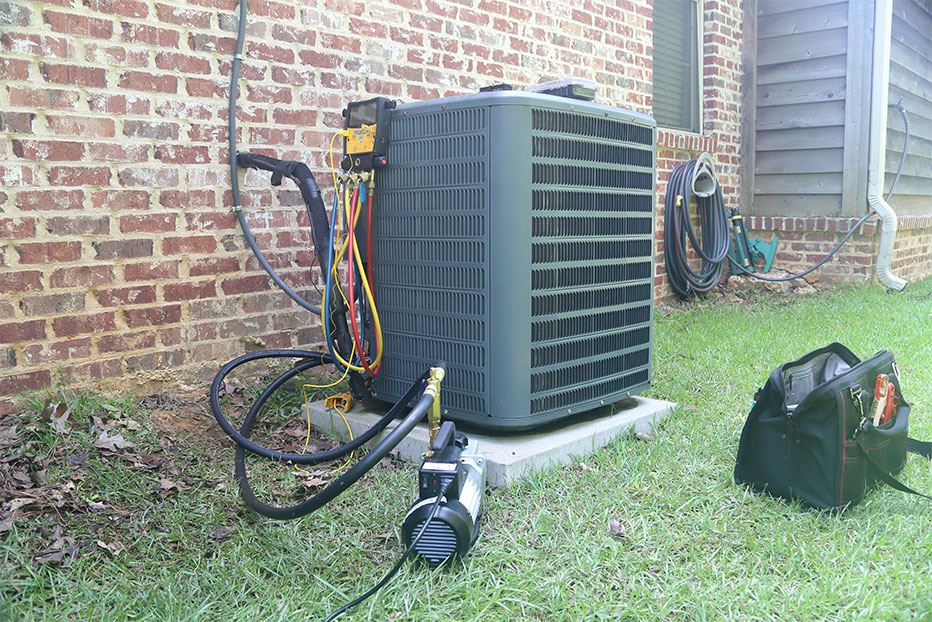 Side view of AC condenser unit