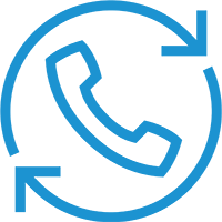 blue icon cell phone on transparent background for contact information